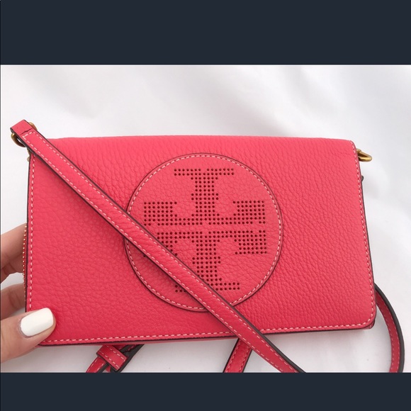 NWT Tory Burch Perforated Logo Crossbody RedGinger - Picture 3 of 8